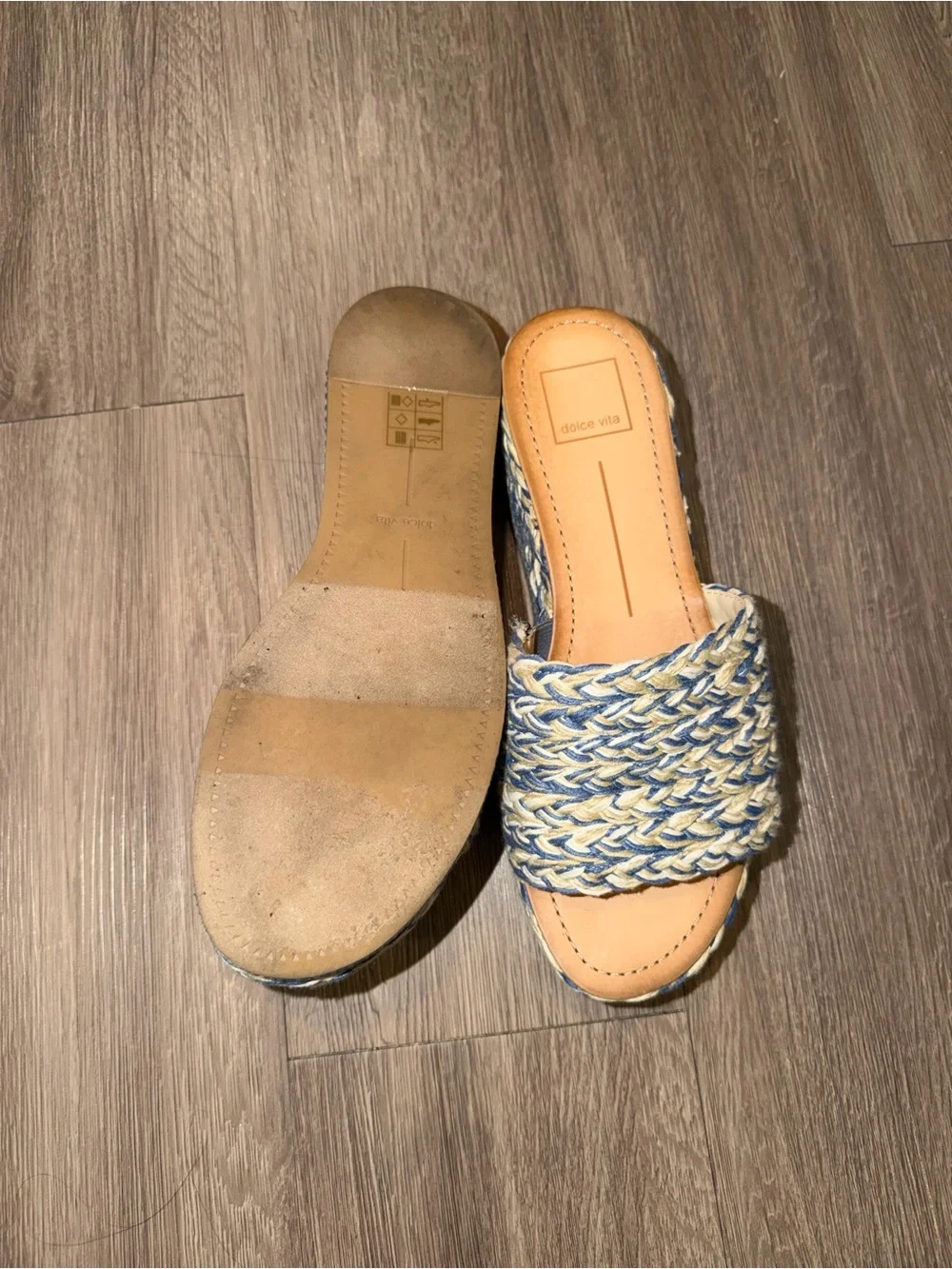 Dolce Vita Blue & Cream Braided Slide Mules